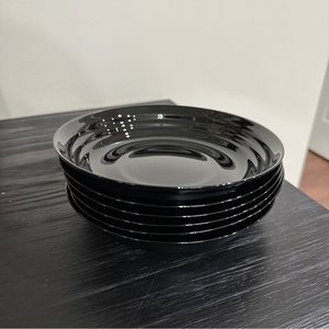 6 x IKEA Deep plate/bowl, black, 7 ½ "